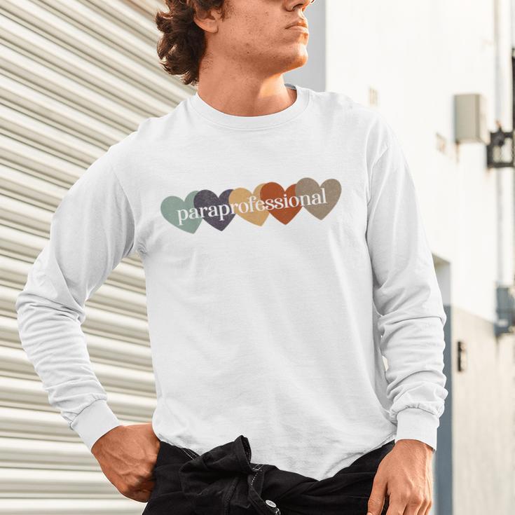 Paraprofessional Teacher Hearts Back To School Teach Rainbow Men Women Kids Unisex Long Sleeve T-Shirt, gift for family, gift for coworker