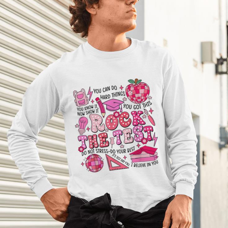 Rock The Test Testing Day Don't Stress Do Your Best Teacher For Men Women Girls Kids Unisex Long Sleeve T-Shirt, gift for family, gift for coworker Rock The Test Testing Day Don't Stress Do Your Best Teacher For Men Women Girls Kids Unisex Long Sleeve T-Shirt, gift for family, gift for coworker
