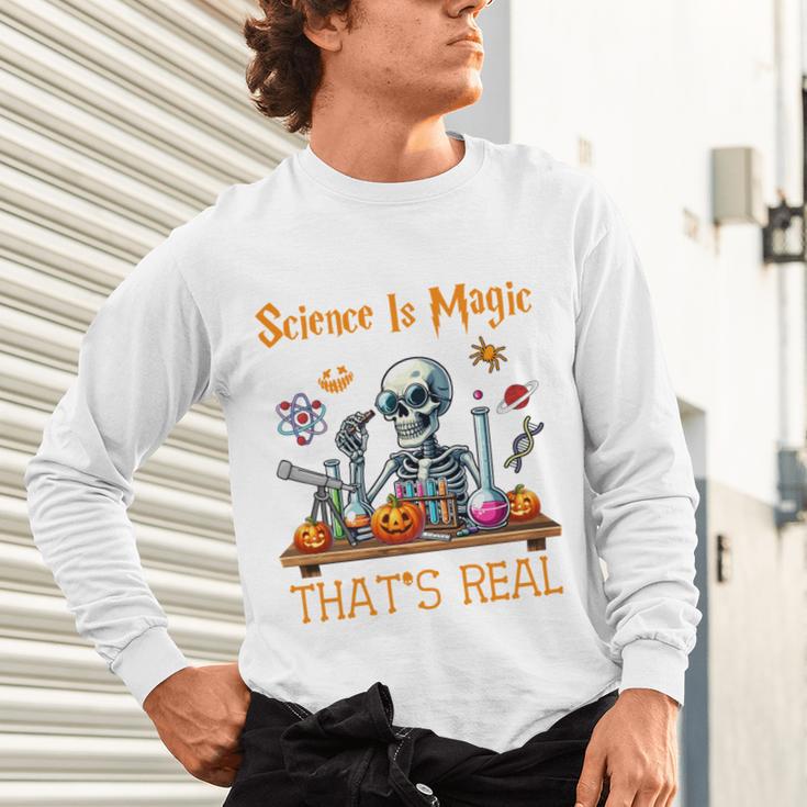 Science Is Magic Halloween Skeleton Students Teacher Unisex Long Sleeve T-Shirt, gift for family, gift for coworker