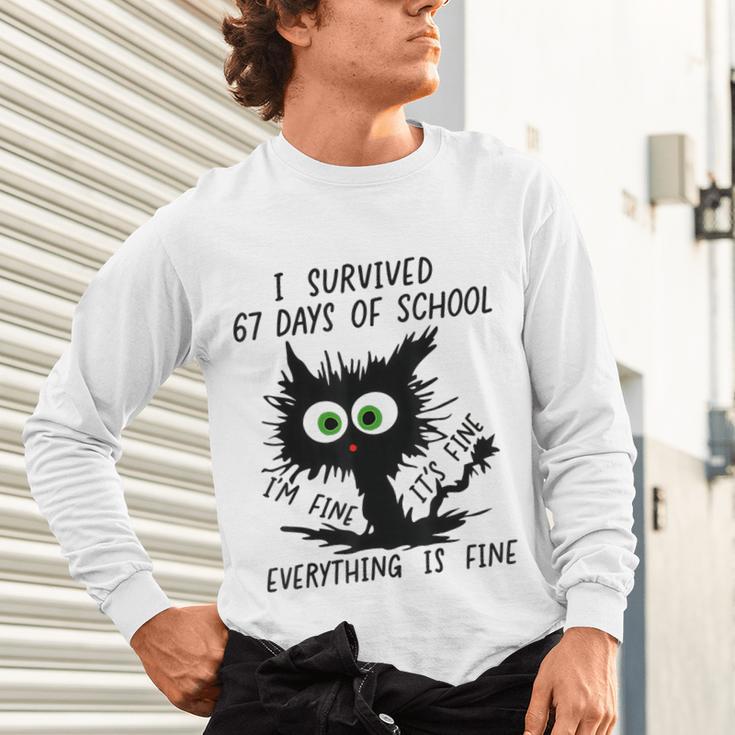 I Survived 67 Days Of School Teachers Students Humor Unisex Long Sleeve T-Shirt, gift for family, gift for coworker I Survived 67 Days Of School Teachers Students Humor Unisex Long Sleeve T-Shirt, gift for family, gift for coworker