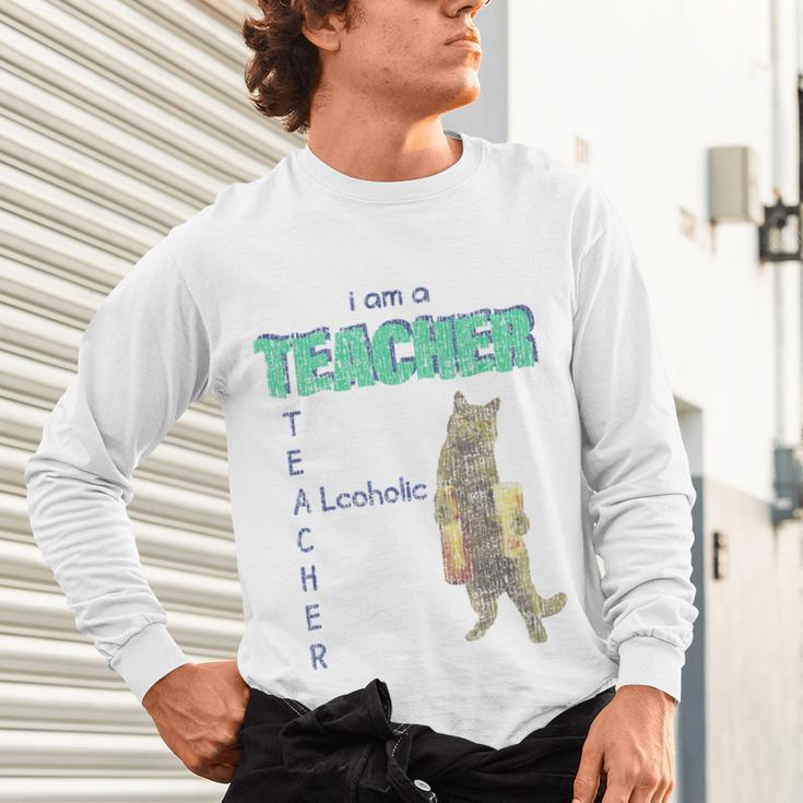 I Am A Teacher Alcoholic Cat Beer Feline Men Women Unisex Long Sleeve T-Shirt, gift for family, gift for coworker I Am A Teacher Alcoholic Cat Beer Feline Men Women Unisex Long Sleeve T-Shirt, gift for family, gift for coworker