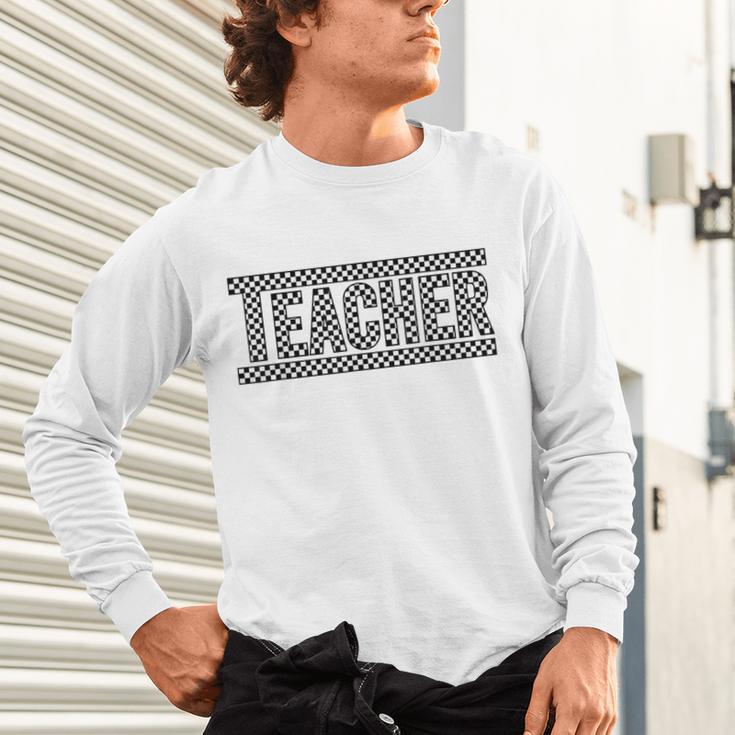 Teacher Checkered Racing Teacher Appreciation Men Women Unisex Long Sleeve T-Shirt, gift for family, gift for coworker