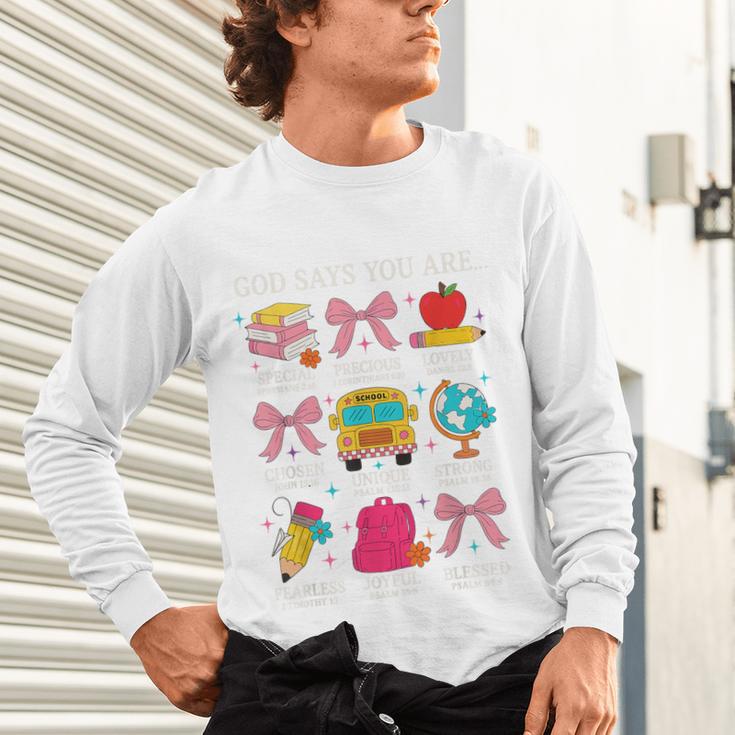 Teacher Christian God Says I Am Faith Religious Bible Verse Unisex Long Sleeve T-Shirt, gift for family, gift for coworker Teacher Christian God Says I Am Faith Religious Bible Verse Unisex Long Sleeve T-Shirt, gift for family, gift for coworker