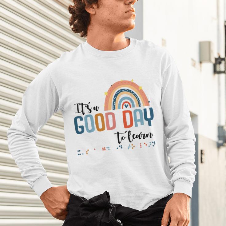 Teacher Of Visually Impaired Braille A Good Day To Learn Unisex Long Sleeve T-Shirt, gift for family, gift for coworker Teacher Of Visually Impaired Braille A Good Day To Learn Unisex Long Sleeve T-Shirt, gift for family, gift for coworker