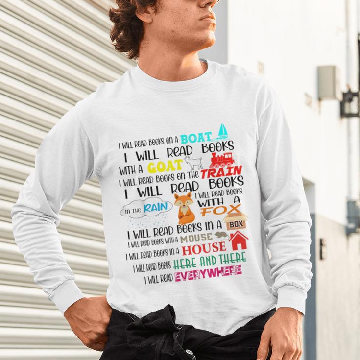 Teacher I Will Read Book On Boat Kids Women Bookworm Unisex Long Sleeve T-Shirt, gift for family, gift for coworker Teacher I Will Read Book On Boat Kids Women Bookworm Unisex Long Sleeve T-Shirt, gift for family, gift for coworker