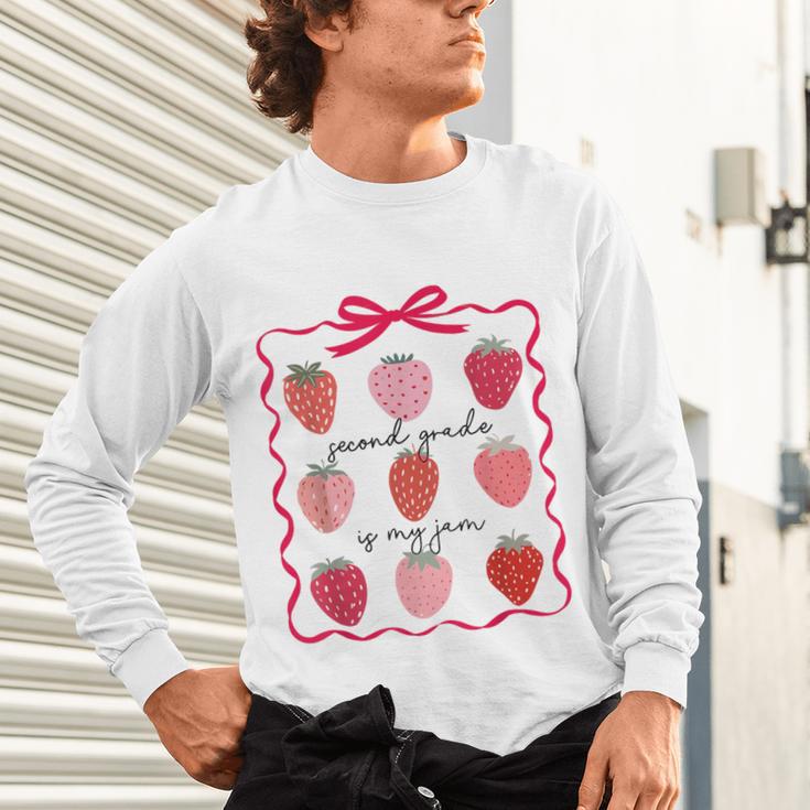 Women Second Grade Is My Jam Strawberry First Kids Teacher Unisex Long Sleeve T-Shirt, gift for family, gift for coworker