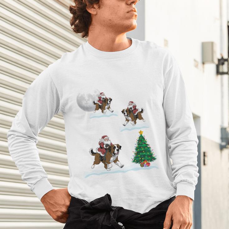 Xmas Lighting Tree Santa Riding Boston Terrier Christmas Unisex Long Sleeve T-Shirt, gift for family, gift for coworker