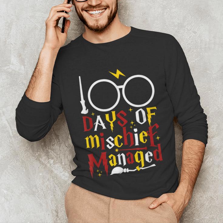100 Days Of Mischief Managed Teacher Kid 100th Day Of School Unisex Long Sleeve T-Shirt, funny gift 100 Days Of Mischief Managed Teacher Kid 100th Day Of School Unisex Long Sleeve T-Shirt, funny gift