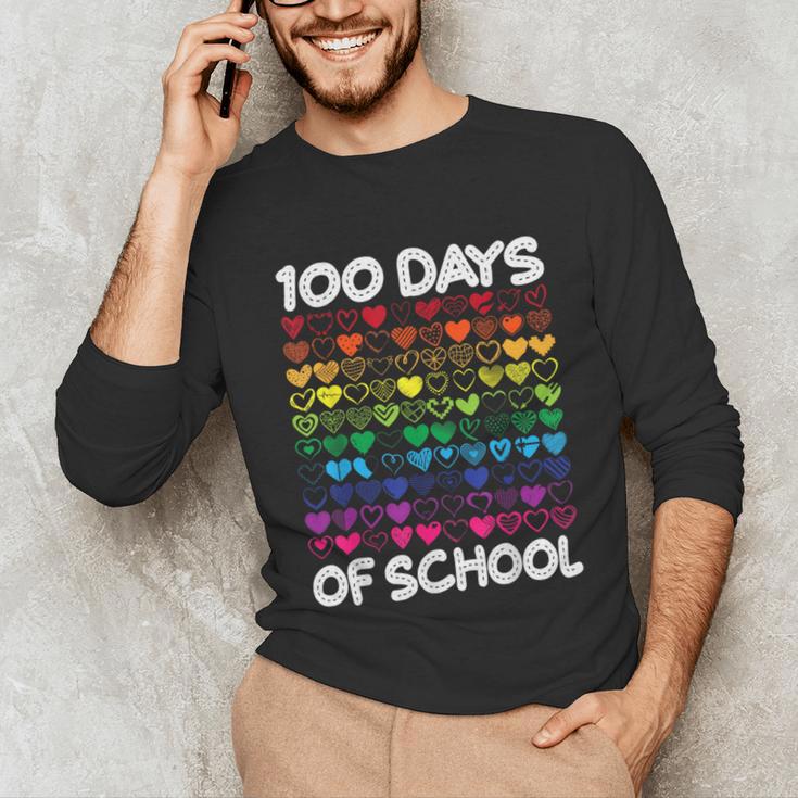 100 Days Of School Heart Love Teacher Or Student 100th Day Unisex Long Sleeve T-Shirt, funny gift