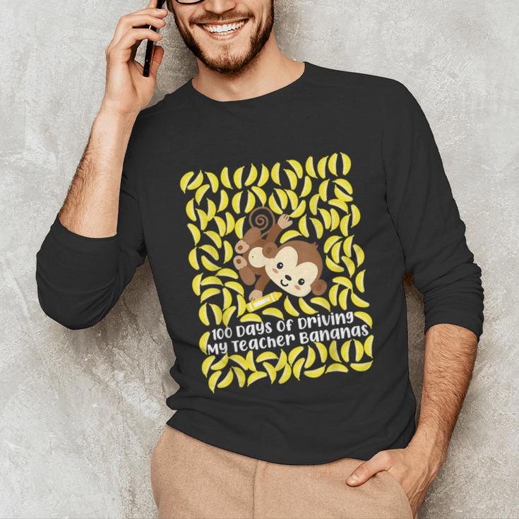 100th Day Of School Teacher Monkey Pun Banana For Men Women Girls Kids Unisex Long Sleeve T-Shirt, funny gift