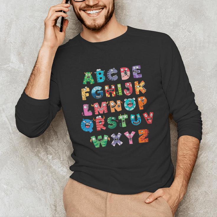 ABC Cute Monster Alphabet Halloween Teacher Costume Kids Unisex Long Sleeve T-Shirt, funny gift