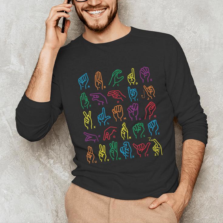ABC Sign Language Chart Teacher Hand Letter Alphabet ASL Unisex Long Sleeve T-Shirt, funny gift ABC Sign Language Chart Teacher Hand Letter Alphabet ASL Unisex Long Sleeve T-Shirt, funny gift