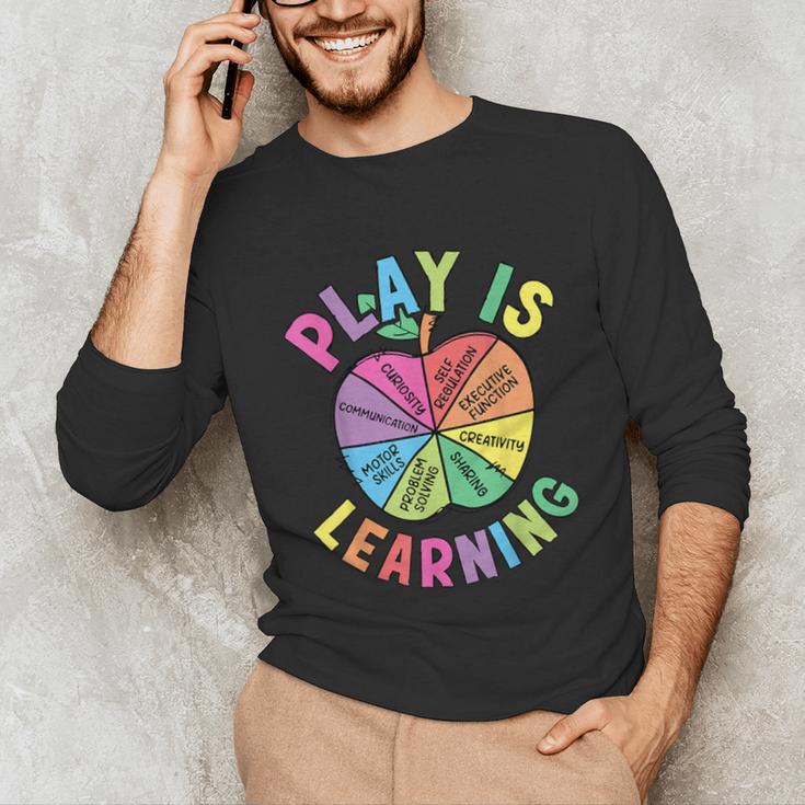 Apple Retro Play Is Learning Kindergarten Teacher Daycare Unisex Long Sleeve T-Shirt, funny gift