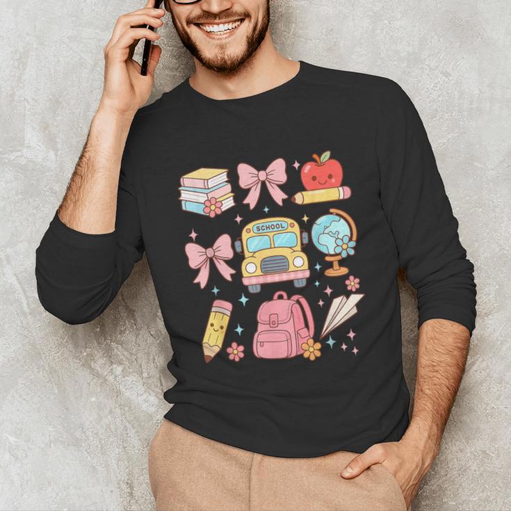 Back To School Coquette Teacher Women Girl Kindergarten PreK Unisex Long Sleeve T-Shirt, funny gift Back To School Coquette Teacher Women Girl Kindergarten PreK Unisex Long Sleeve T-Shirt, funny gift
