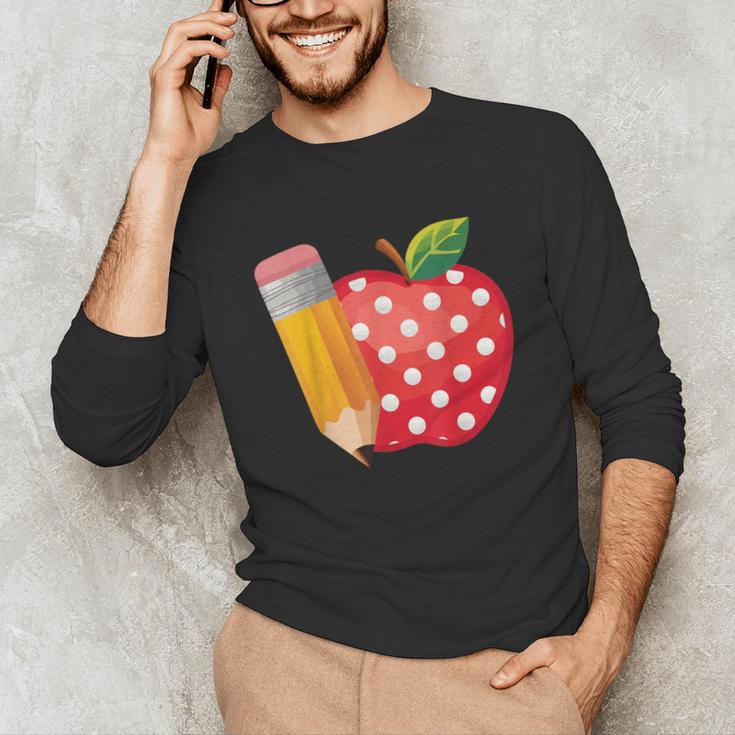 Back To School Pencil And Apple Teacher Student Unisex Long Sleeve T-Shirt, funny gift Back To School Pencil And Apple Teacher Student Unisex Long Sleeve T-Shirt, funny gift