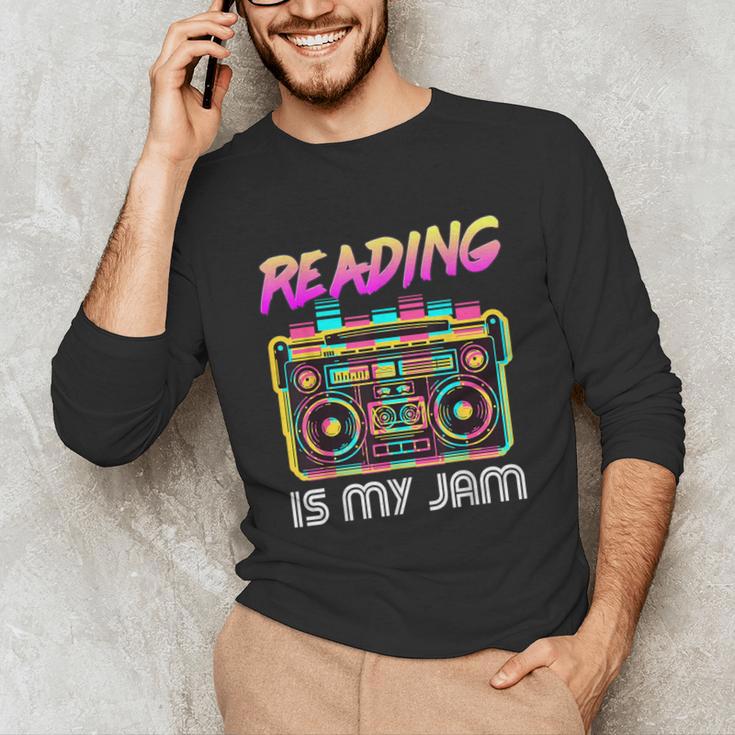 Back To School Retro Reading Is My Jam 80s Teacher Boombox Unisex Long Sleeve T-Shirt, funny gift