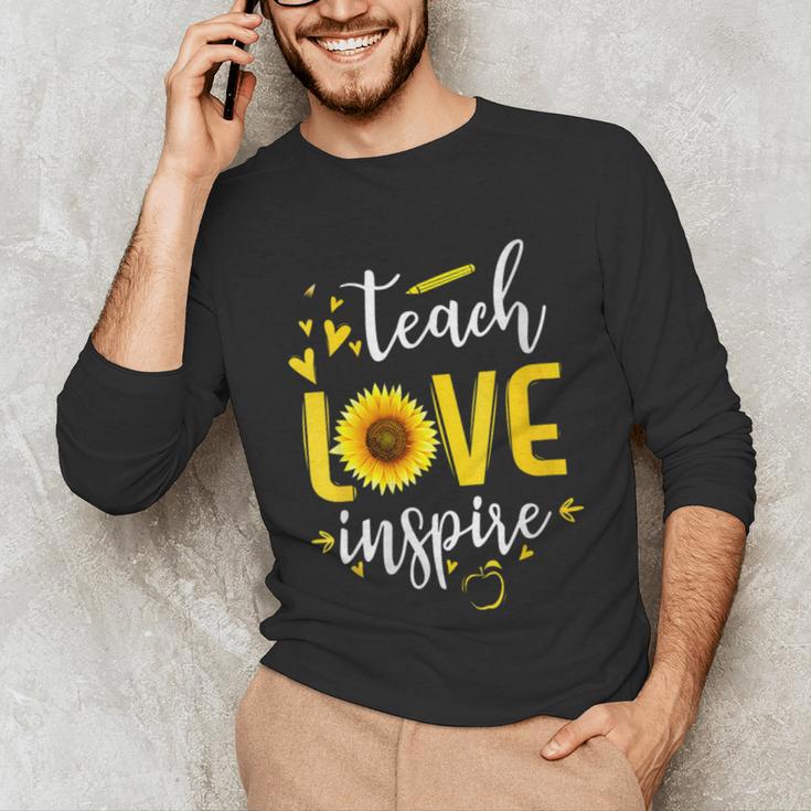 Back To School Teach Love And Inspire Teacher Sunflower Unisex Long Sleeve T-Shirt, funny gift