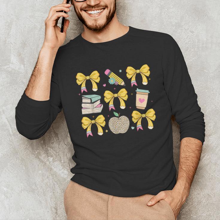 Back To School Yellow Bows Book Coffee Leopard Apple Teacher Unisex Long Sleeve T-Shirt, funny gift Back To School Yellow Bows Book Coffee Leopard Apple Teacher Unisex Long Sleeve T-Shirt, funny gift