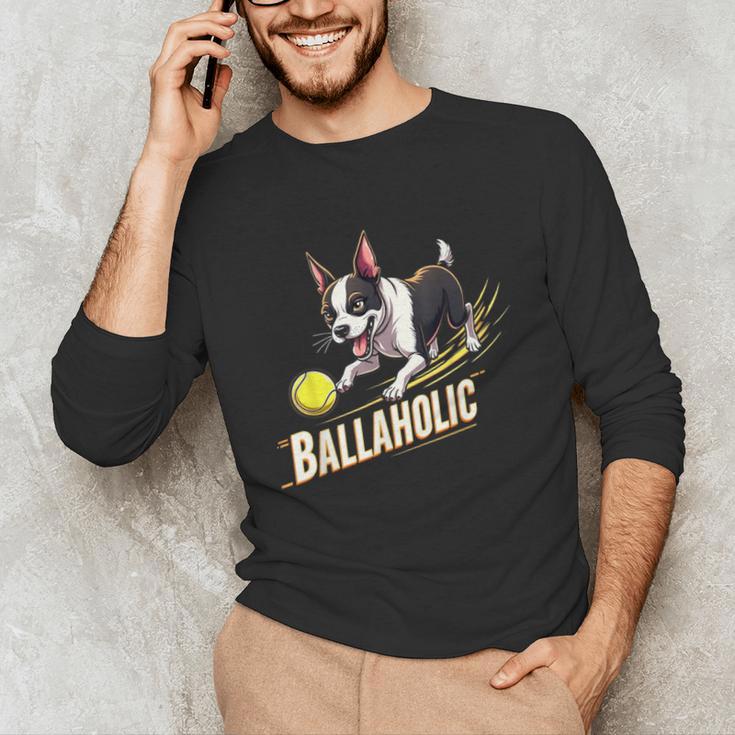 Ballaholic Boston Terrier Dog Chasing Bostie Ball Unisex Long Sleeve T-Shirt, funny gift