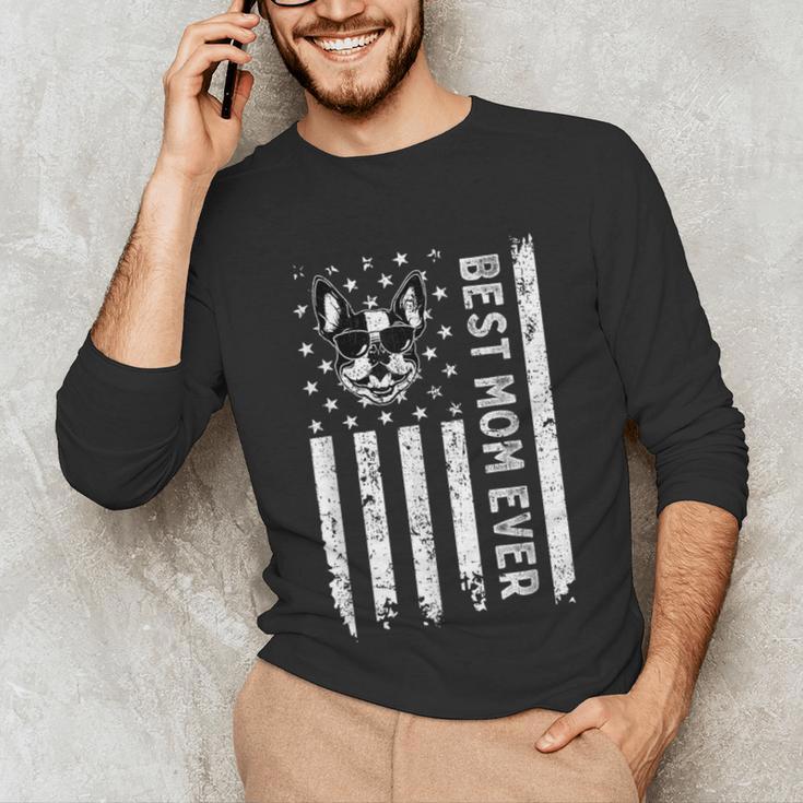 Best Boston Terrier Dog Mom Ever USA Flag For Men Women Kids Unisex Long Sleeve T-Shirt, funny gift