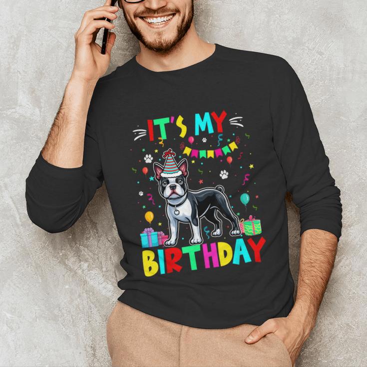 My Birthday Colorful Costume Boston Terrier Party Unisex Long Sleeve T-Shirt, funny gift