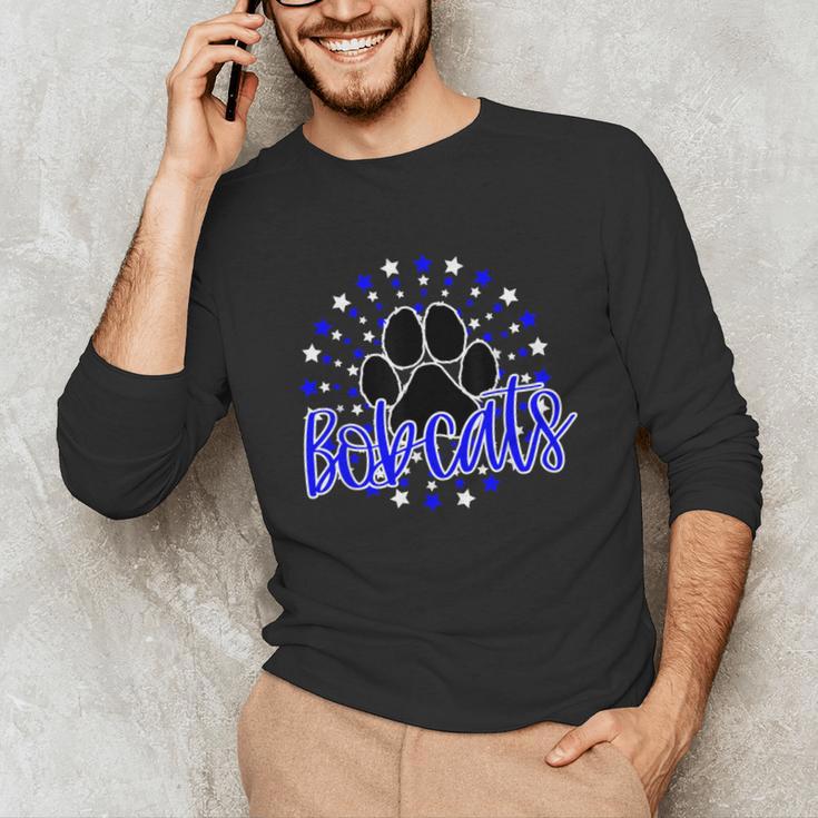 Blue Bobcats School Spirit Coquette Bow Mascot Teacher Unisex Long Sleeve T-Shirt, funny gift Blue Bobcats School Spirit Coquette Bow Mascot Teacher Unisex Long Sleeve T-Shirt, funny gift