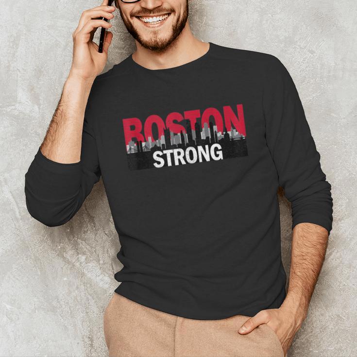 Boston Strong Logo Vintage Boston City Skyline Unisex Long Sleeve T-Shirt, funny gift