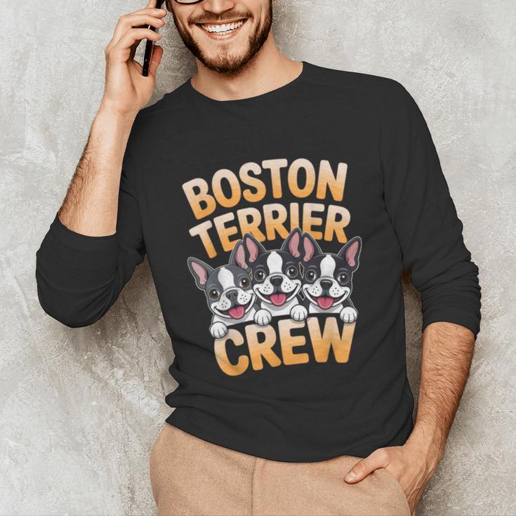Boston Terrier Crew Cartoon For Dog Owner Pet Boston Terrier Unisex Long Sleeve T-Shirt, funny gift