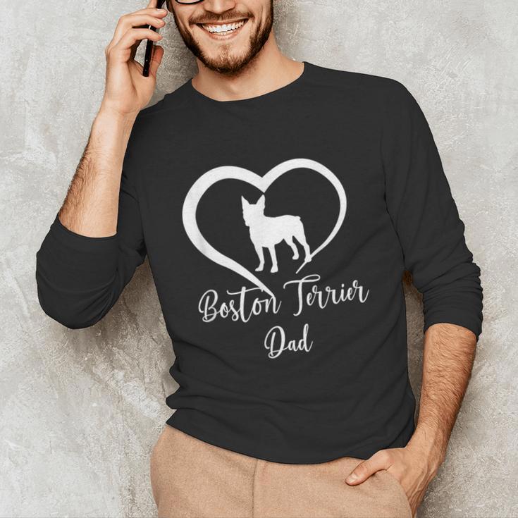 Boston Terrier Dad Cute Boston Terrier Silhouette Heart Unisex Long Sleeve T-Shirt, funny gift