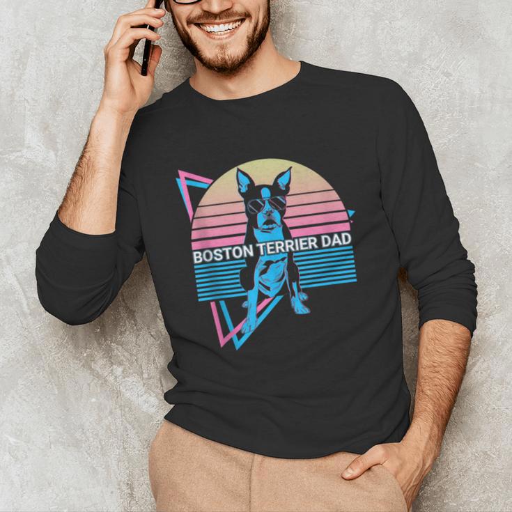 Boston Terrier Dad Retro Unisex Long Sleeve T-Shirt, funny gift