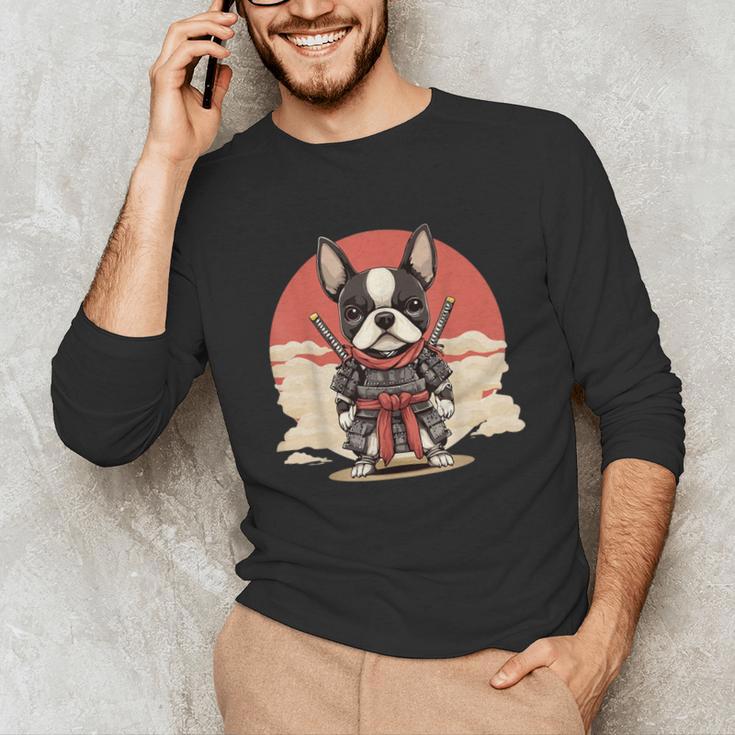 Boston Terrier Dog Japanese Style Samurai Dogs Unisex Long Sleeve T-Shirt, funny gift