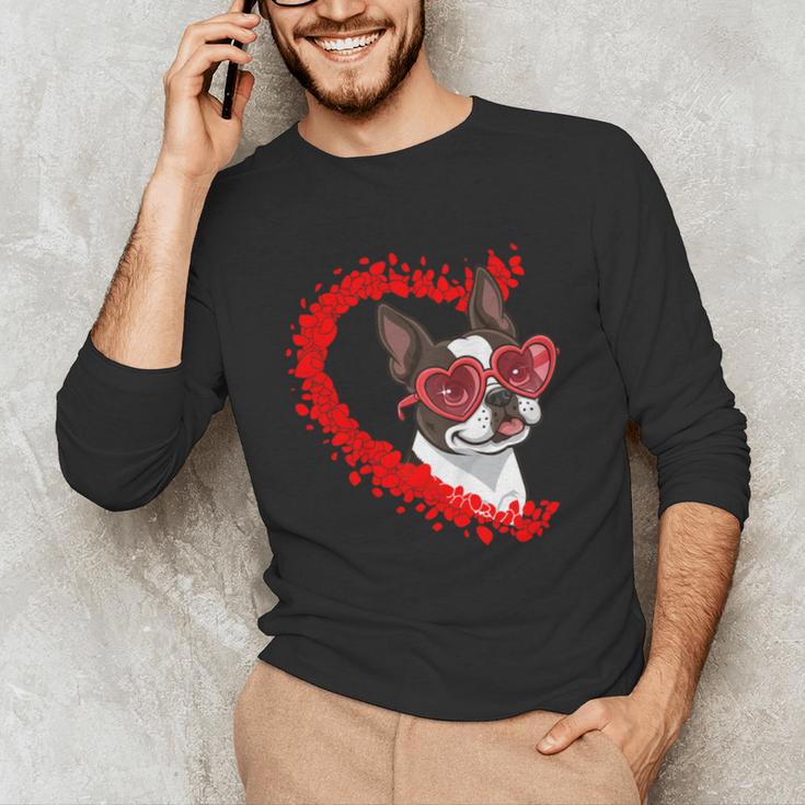 Boston Terrier Dog Mom Dad Valentine’s Day Pet Lover For Men Women Kids Unisex Long Sleeve T-Shirt, funny gift