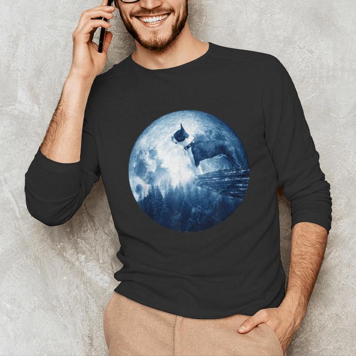 Boston Terrier Dog Moon Dog Mom Dad Women Men Dog Lovers Unisex Long Sleeve T-Shirt, funny gift