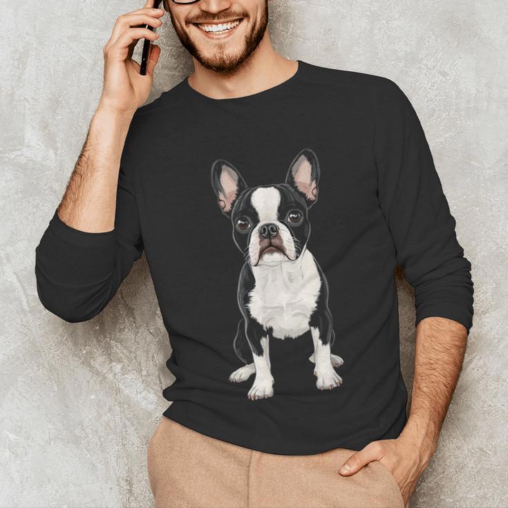 Boston Terrier Dog Motif Pet Art Boston Terrier For Men Women Kids Unisex Long Sleeve T-Shirt, funny gift