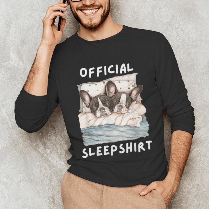 Boston Terrier Dog Official Sleepshirt Pajamas Nightgown Men Women Girls Kids Unisex Long Sleeve T-Shirt, funny gift