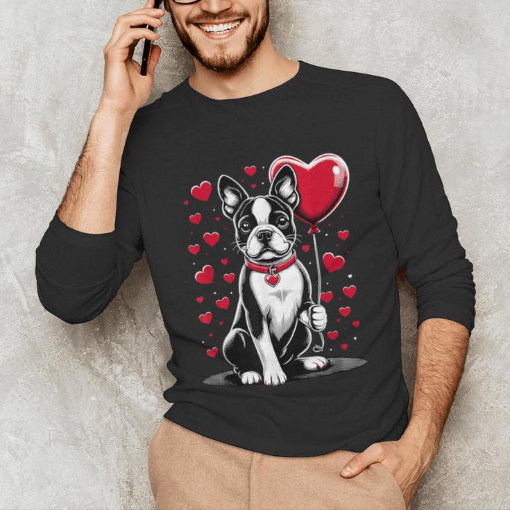 Boston Terrier Dog Valentine's Day Dog Owner Valentine Unisex Long Sleeve T-Shirt, funny gift