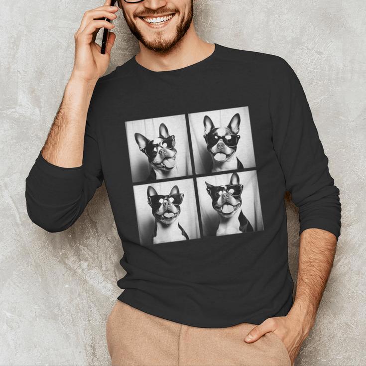 Boston Terrier Dogs With Sunglasses Photo Pets Meme Unisex Long Sleeve T-Shirt, funny gift