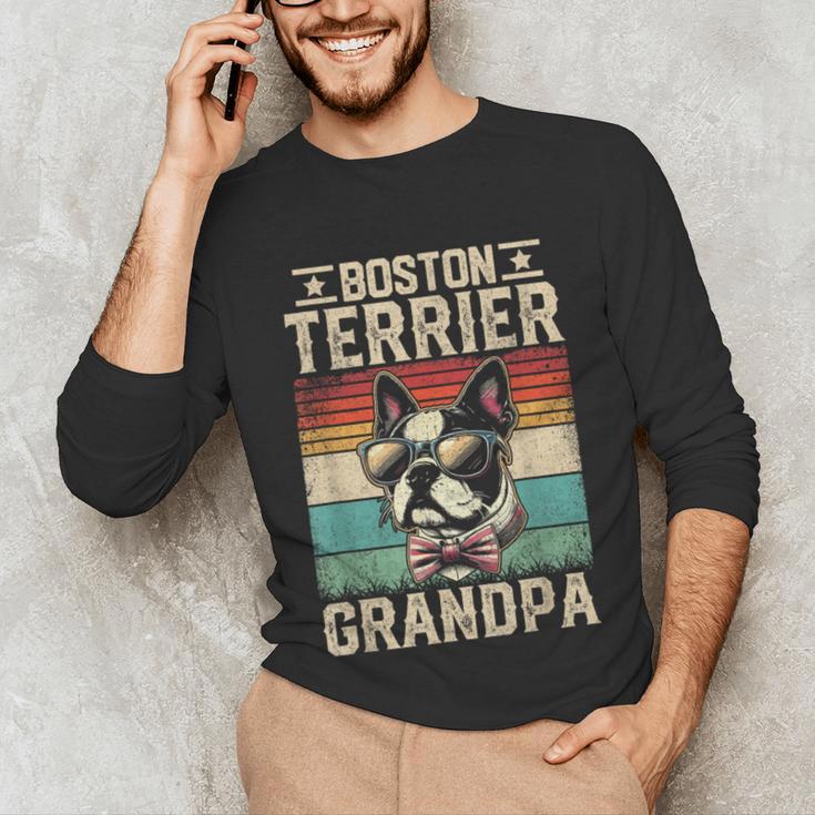 Boston Terrier Grandpa Dog Lover Father's Day Unisex Long Sleeve T-Shirt, funny gift
