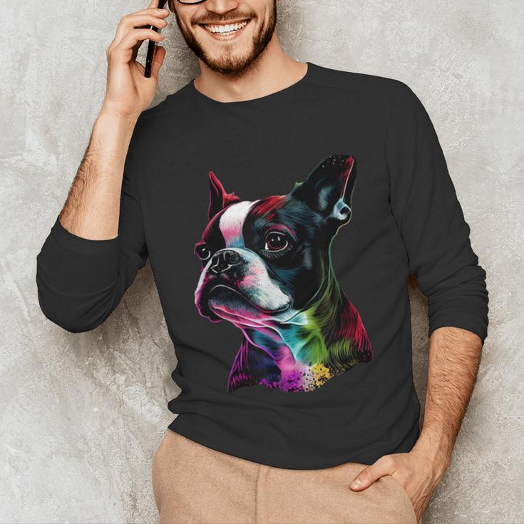 Boston Terrier Lovers Colorful Pop Art Boston Terrier Unisex Long Sleeve T-Shirt, funny gift