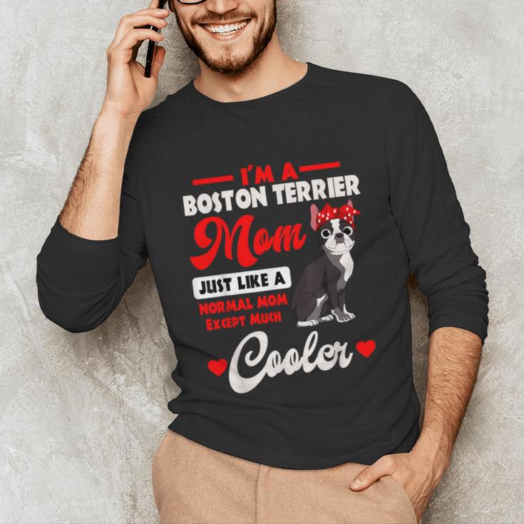 Boston Terrier Mom American Gentleman Dog Mother's Day Unisex Long Sleeve T-Shirt, funny gift