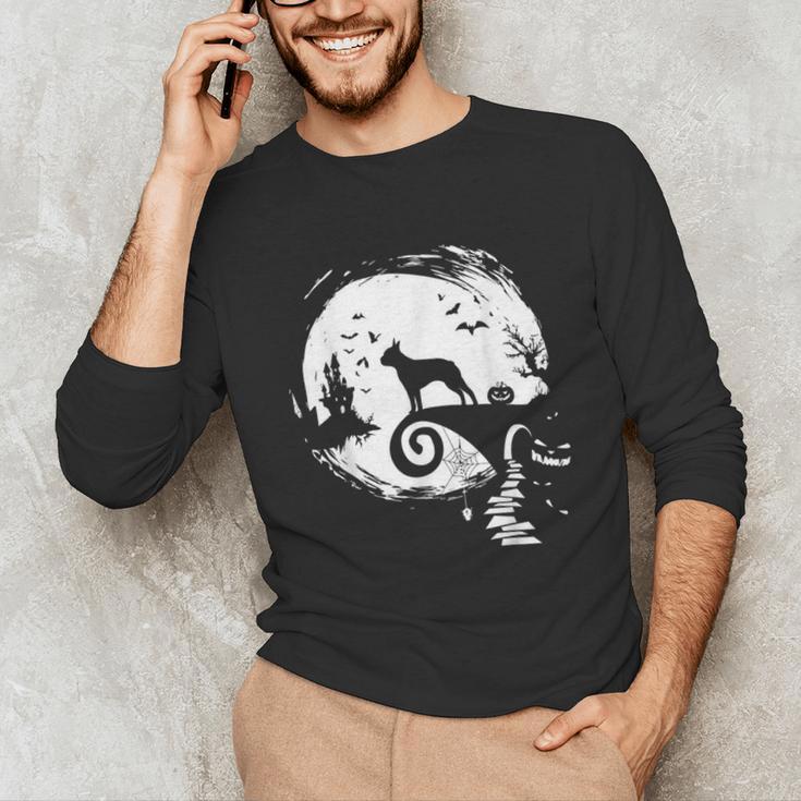 Boston Terrier And Moon Halloween Costume Dog Lover Unisex Long Sleeve T-Shirt, funny gift
