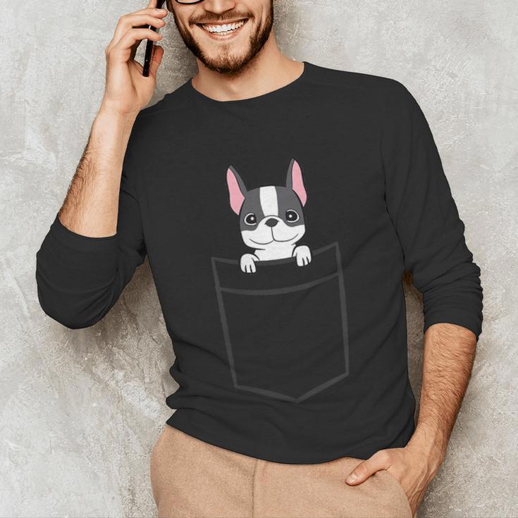 Boston Terrier In The Pocket Cute Boston Terrier Dog For Men Women Girls Kids Unisex Long Sleeve T-Shirt, funny gift
