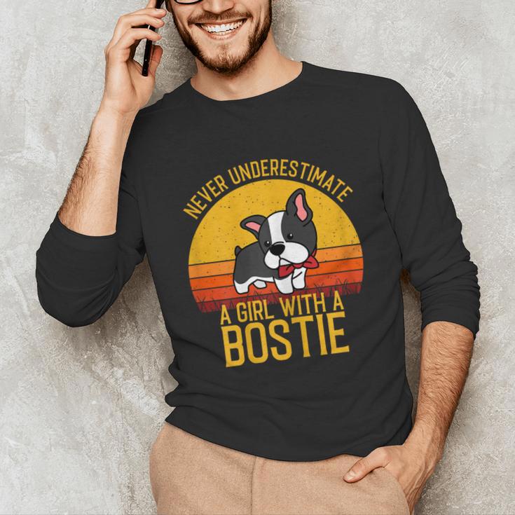 Boston Terrier Never Underestimate a Girl With a Bostie Unisex Long Sleeve T-Shirt, funny gift