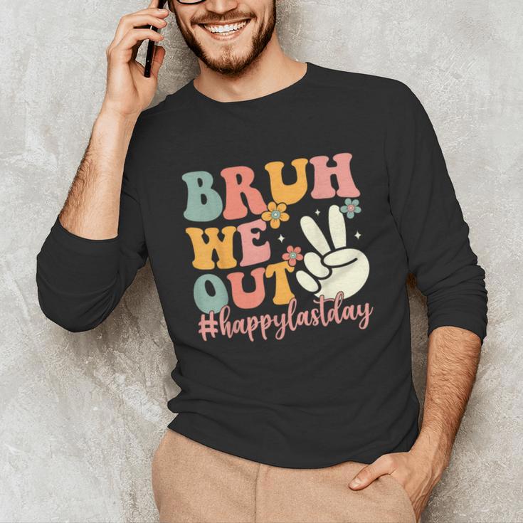 Bruh We Out Teacher Retro Last Day Of School Boys Girls Kids Unisex Long Sleeve T-Shirt, funny gift