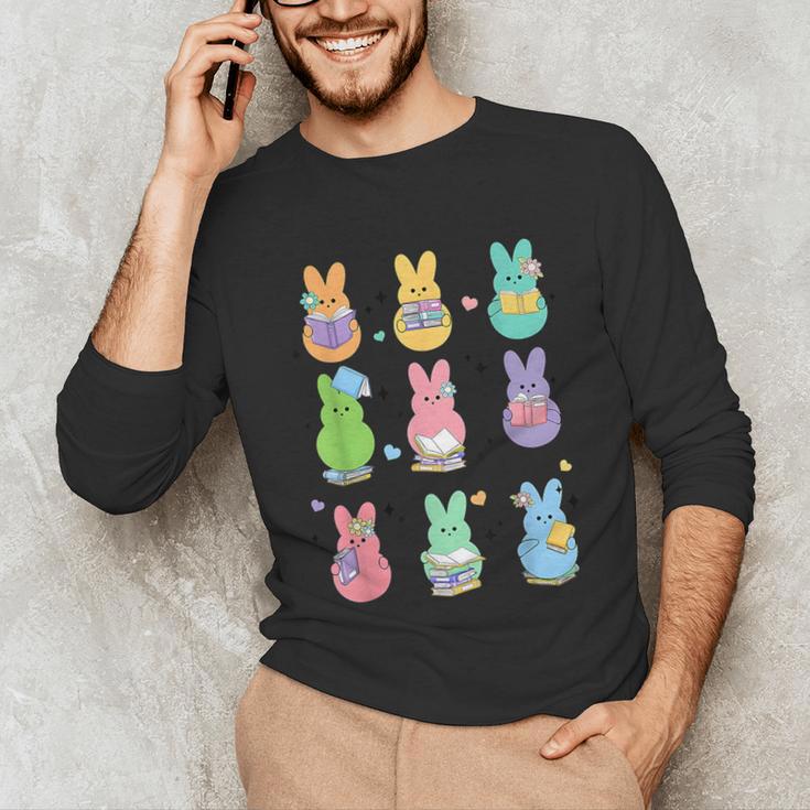 Bunny Reading Books Easter Day Librarian Teacher Book Unisex Long Sleeve T-Shirt, funny gift
