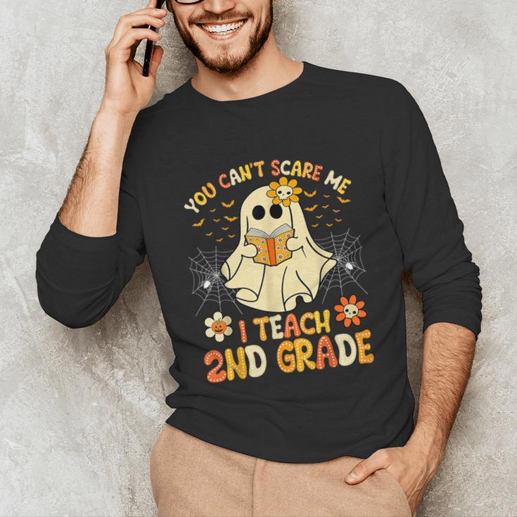 You Can't Scare Me I Teach 2nd Grade Halloween Teacher Ghost Unisex Long Sleeve T-Shirt, funny gift