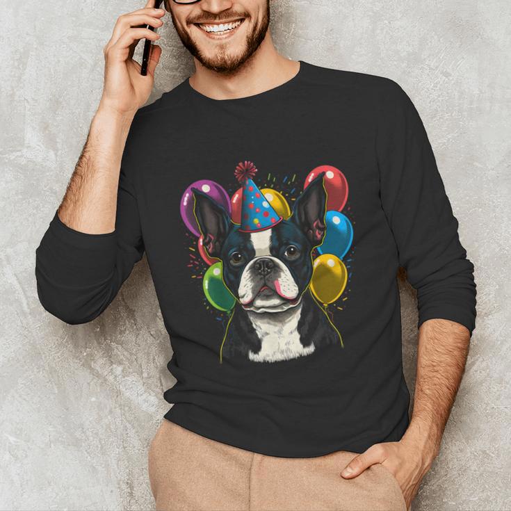 Celebration Event Birthday Party Boston Terrier Unisex Long Sleeve T-Shirt, funny gift