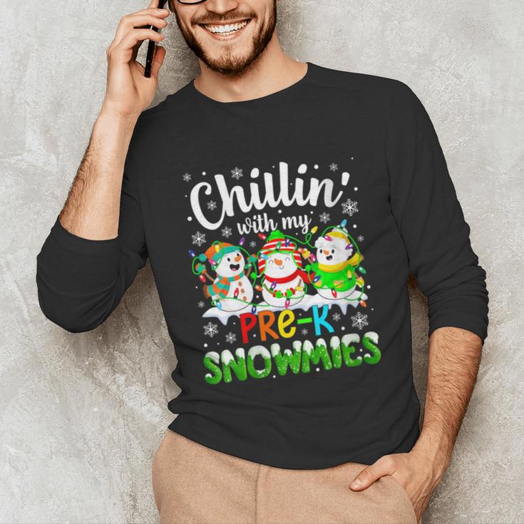 Chillin With My Pre-K Snowmies Christmas Teacher Xmas Unisex Long Sleeve T-Shirt, funny gift Chillin With My Pre-K Snowmies Christmas Teacher Xmas Unisex Long Sleeve T-Shirt, funny gift