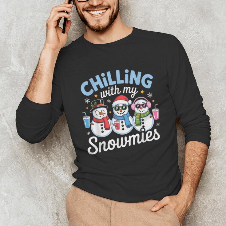Chillin With My Snowmie Women Christmas Snowman Teacher Snow Unisex Long Sleeve T-Shirt, funny gift