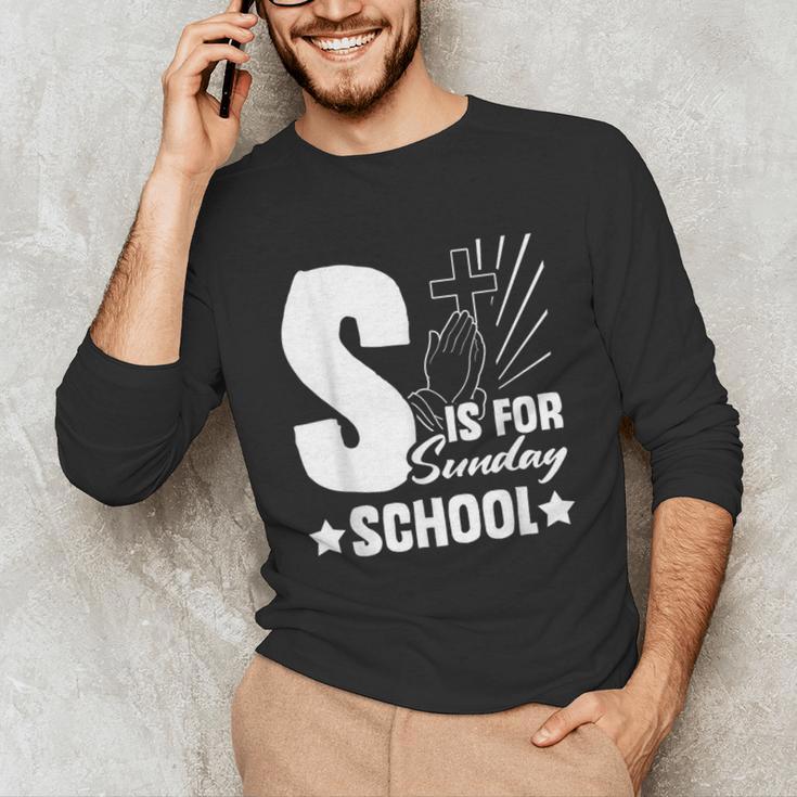Christian Teacher S Is For Sunday School Essentials Unisex Long Sleeve T-Shirt, funny gift Christian Teacher S Is For Sunday School Essentials Unisex Long Sleeve T-Shirt, funny gift